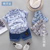 Summer Boys' Letter Shirt Short-sleeved Jeans Shorts Two-piece Set