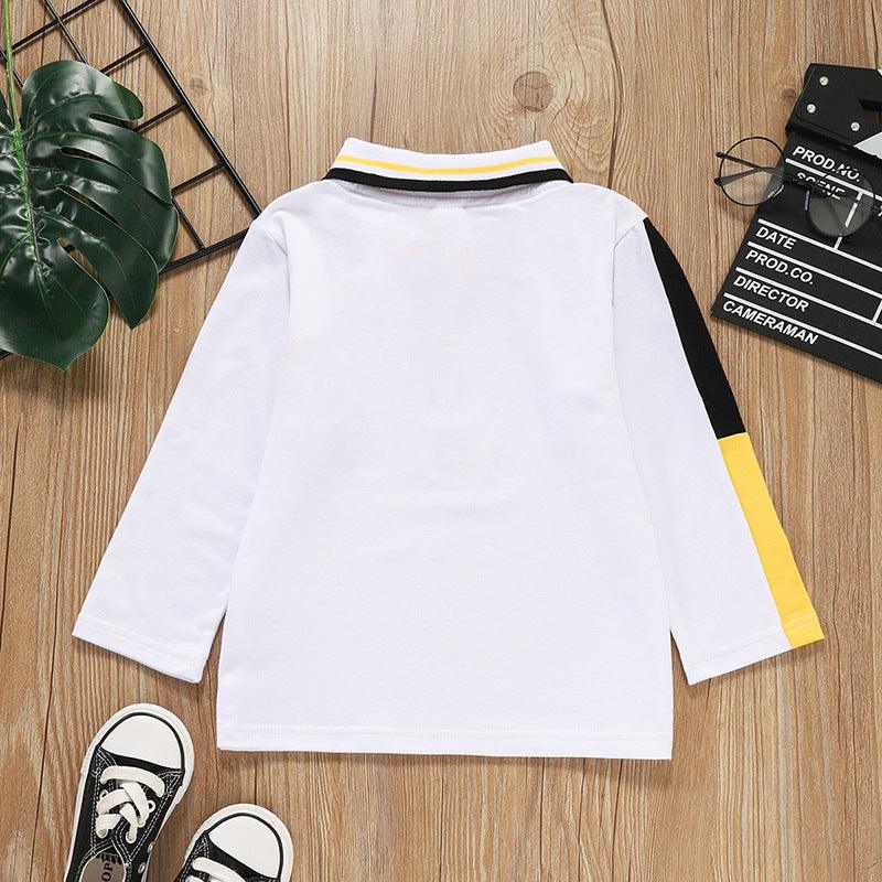 Toddler Kids Boys Solid Color Long Sleeved Lapel T-shirt - PrettyKid