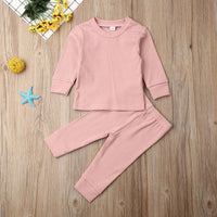 Baby Boys Girls Long Sleeve Shoulder Button Knit Bottomed Shirt Set - PrettyKid