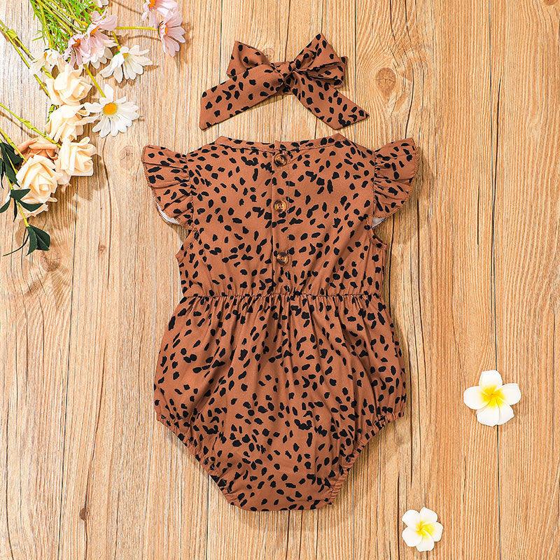 Baby Girl Sleeveless Leopard Print Jumpsuit - PrettyKid