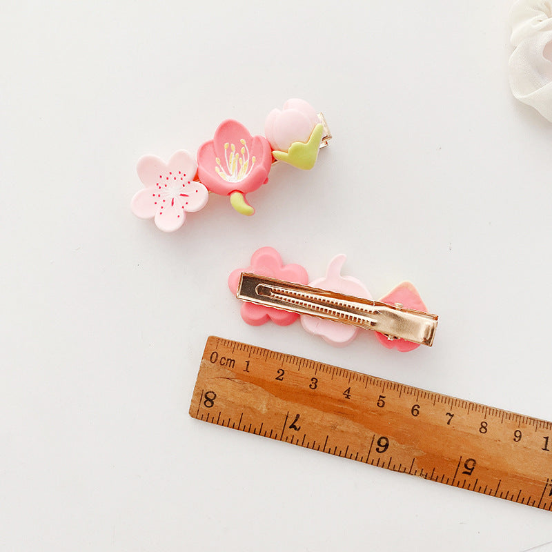 Sweet and Beautiful Girl's Pink Flower Hair Ring Lovely Fringe Hairpin Girls Hair Accessories