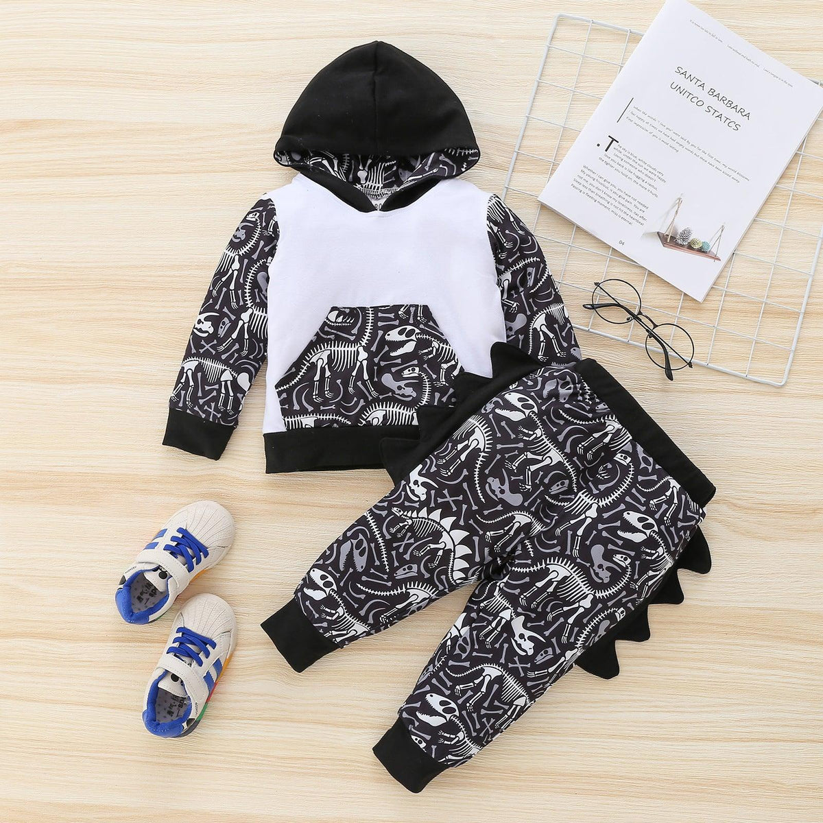 Toddler Kids Boys' Long Sleeve Hooded Dinosaur Sweater Set - PrettyKid