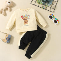 Toddler Boys Long Sleeve Cute Bear Pullover Pants Set - PrettyKid