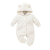 Baby Boys Girls Solid Color Furry Hooded Jumpsuit Crawling Clothes - PrettyKid