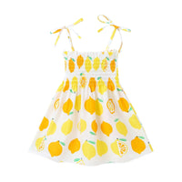 Summer toddler kids girls' sleeveless print drawstring dress - PrettyKid