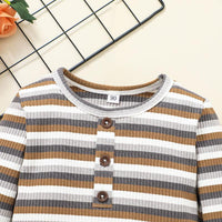 Toddler Kids Striped Long Sleeve T-shirt Pants Set - PrettyKid