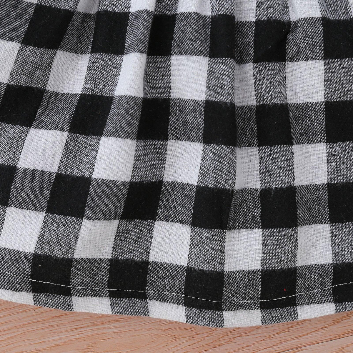 Toddler Kids Girls' Solid Round-necked Long-sleeved Plaid Strappy Skirts Wholesale Girls Dresses - PrettyKid