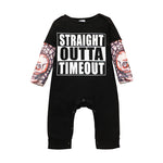 Baby Boys Solid Color Letter Print Sleeve Patchwork Jumpsuit - PrettyKid