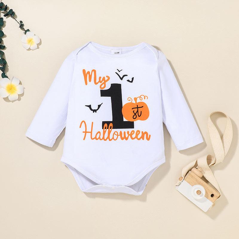 Baby Girls Halloween Suit Long Sleeve Printed T-shirt Wave Dot Skirt Two Piece Set Wholesale Baby Clothes for Resale - PrettyKid