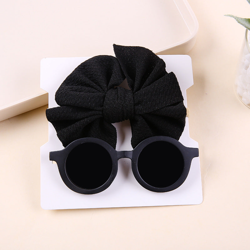 Children's Headwear Bow Nylon Hair Sunglasses Two-piece Set