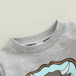 Toddler Kids Boys Solid Color Cartoon Cow Head Print Sweatshirt - PrettyKid