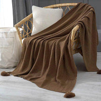 Baby Solid Color Tassel Knitted Wool Blanket - PrettyKid