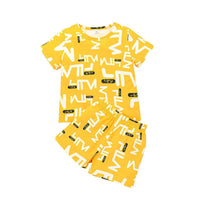 Toddler Kids Boys' Solid Letter Print Short Sleeve Set - PrettyKid