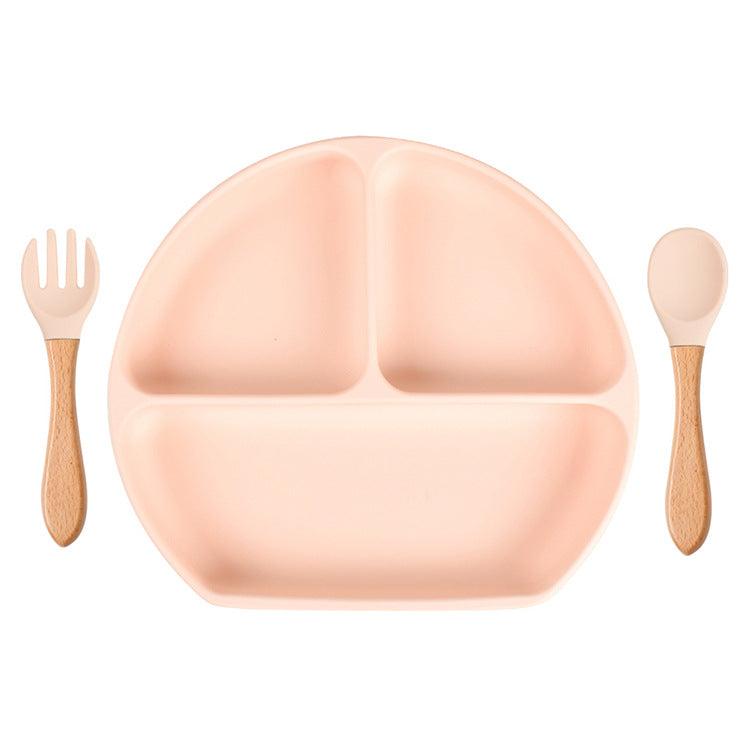 Baby Sub Format Dinner Plate Spoon Fork Silicone Set Children's Tableware - PrettyKid