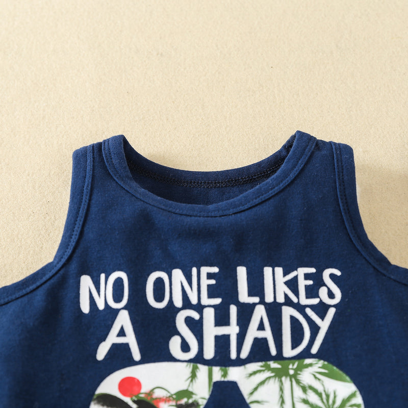 9months-3years Toddler Boy Beachwear Infants Toddlers Sleeveless Letter top & Casual Shorts Children's Clothing Suit - PrettyKid