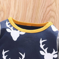 Baby Boys Girls Cartoon Deer Printed Long Sleeve Jumpsuit - PrettyKid