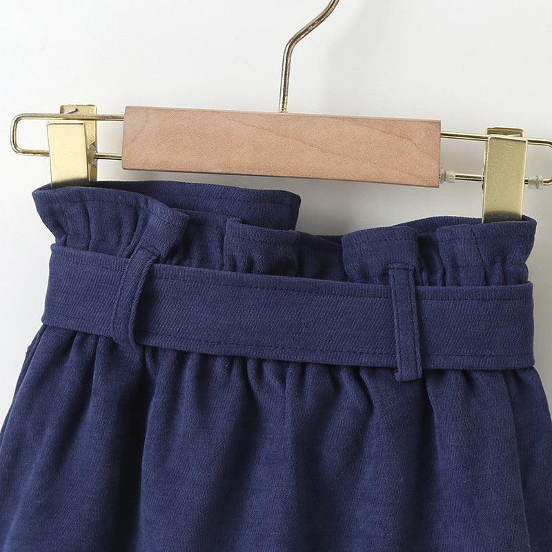 Toddler Kids Girls Solid Color Half Skirt Cotton with Waistband Short Skirt - PrettyKid