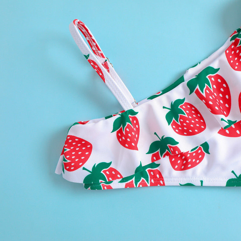 Cute Strawberry Print Swimsuit - PrettyKid