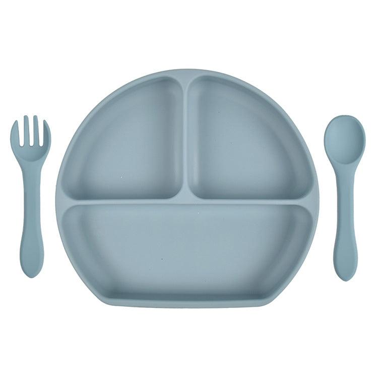 Baby Silicone Plate Fork Spoon Set - PrettyKid