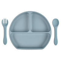 Baby Silicone Plate Fork Spoon Set - PrettyKid