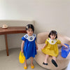 Summer Small and Medium Children Short-sleeved Lapel Dresses Children's Dresses Girls Flower Princess Dresses Girls Skirt - PrettyKid
