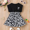 Toddler Kids Girls Solid Sleeveless Vest Black and White Plaid Stitching Dress - PrettyKid