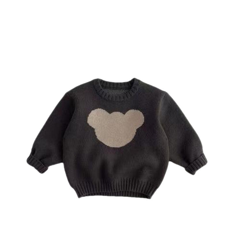 Toddler Kids Cute Bear Round Neck Knitting Loose Pullover Sweater - PrettyKid