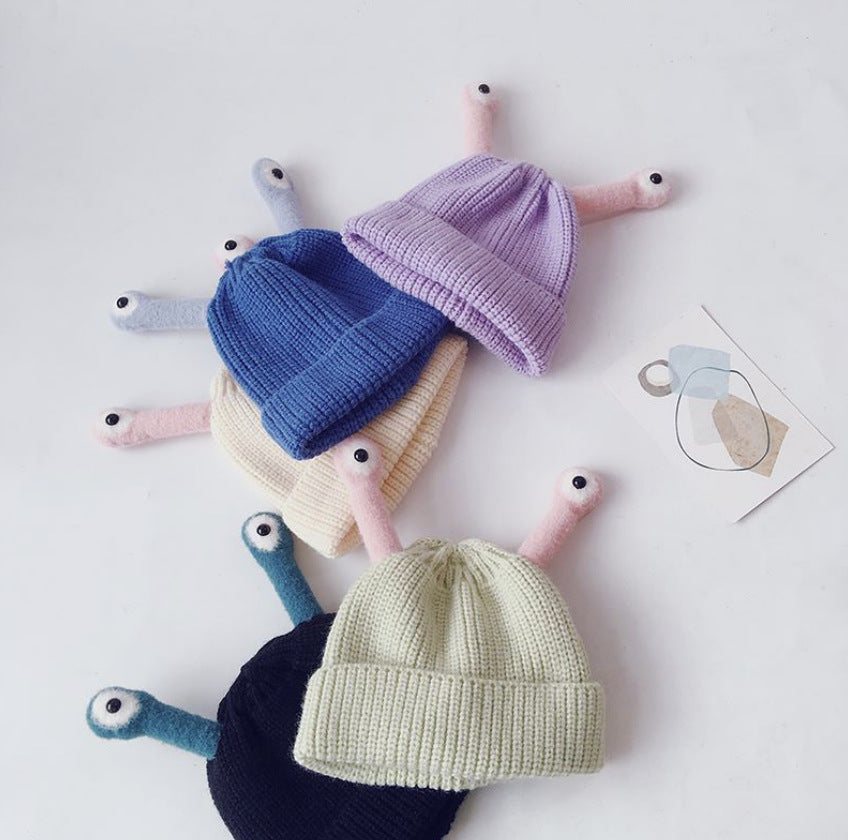 Baby Boys Girls Autumn Winter Thickened Insect Tentacle Eyes Knitted Cap Cartoon Wool Cap - PrettyKid