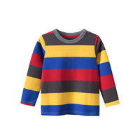 Children's Colorful Round Neck Striped Bottoming Shirt for Boys and Girls' Long Sleeved T-shirts - PrettyKid