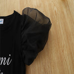 Toddler Kids Girl Solid Monogrammed Mesh Short Sleeve T-shirt Denim Skirt Set - PrettyKid