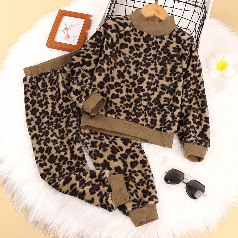 Toddler Kids Girls Leopard Long Sleeved Top Pants Set - PrettyKid