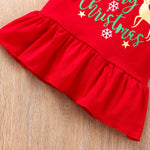 Girls Cute Cartoon Christmas Printed Long Sleeved Top Long Pants Hair Accessories Set - PrettyKid
