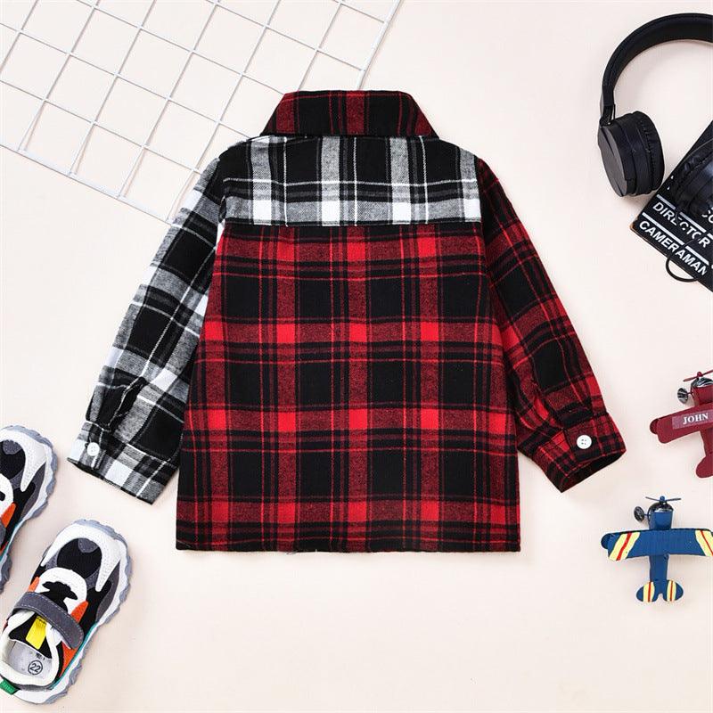 Toddler Kid Boys' Colorful Plaid Long-sleeved Shirt - PrettyKid