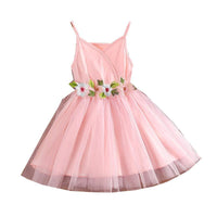 2023 Summer Girls' Princess Wind Mesh Flower Embroidery Suspender Dress Baby Girl Dress Dress