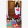 Toddler Kids Girl Solid Color Love Printed Long Sleeve T-shirt Red Pleated Skirt Set - PrettyKid