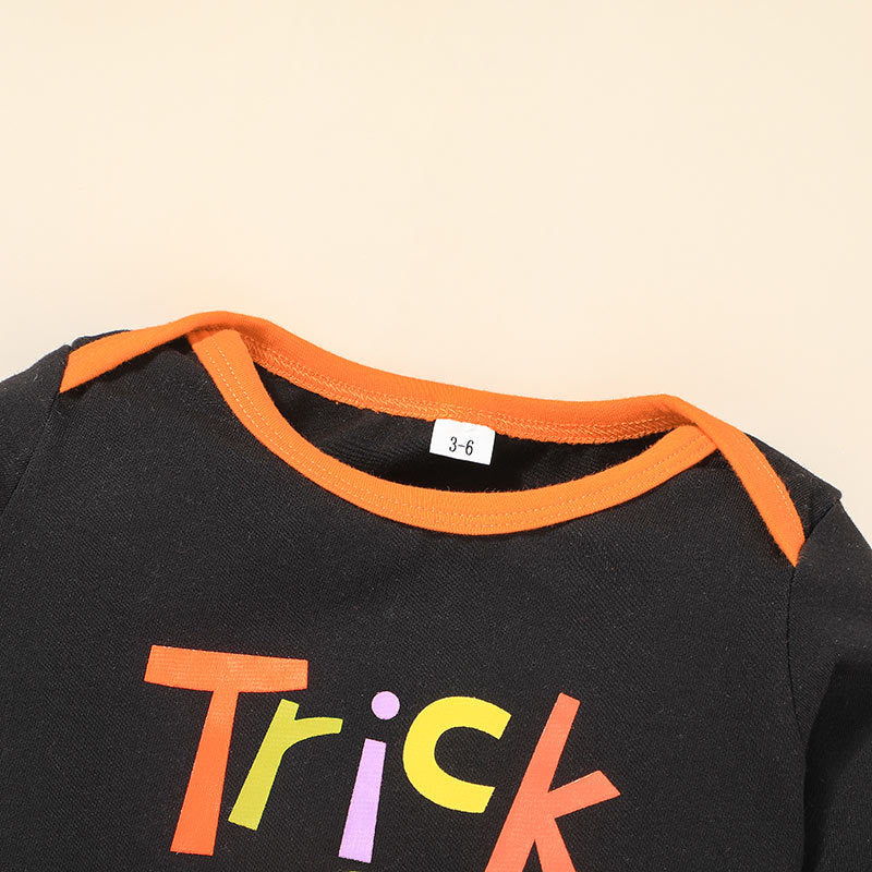 Baby Girls Halloween Alphabet Cartoon Printed Long Sleeve T-shirt Pants Hat Three Piece Set Trendy Baby Clothes Wholesale - PrettyKid