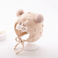 Baby Boys Girls Solid Color Cartoon Fur Ball Cotton Ear Protection Woolen Hat - PrettyKid