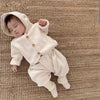 Toddler Boys Girls Solid Color Cute Hooded Coat Pants Set - PrettyKid