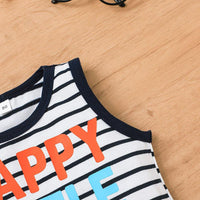 Toddler Kids Boys' Striped Lettered Print Vest Solid Pants Set - PrettyKid