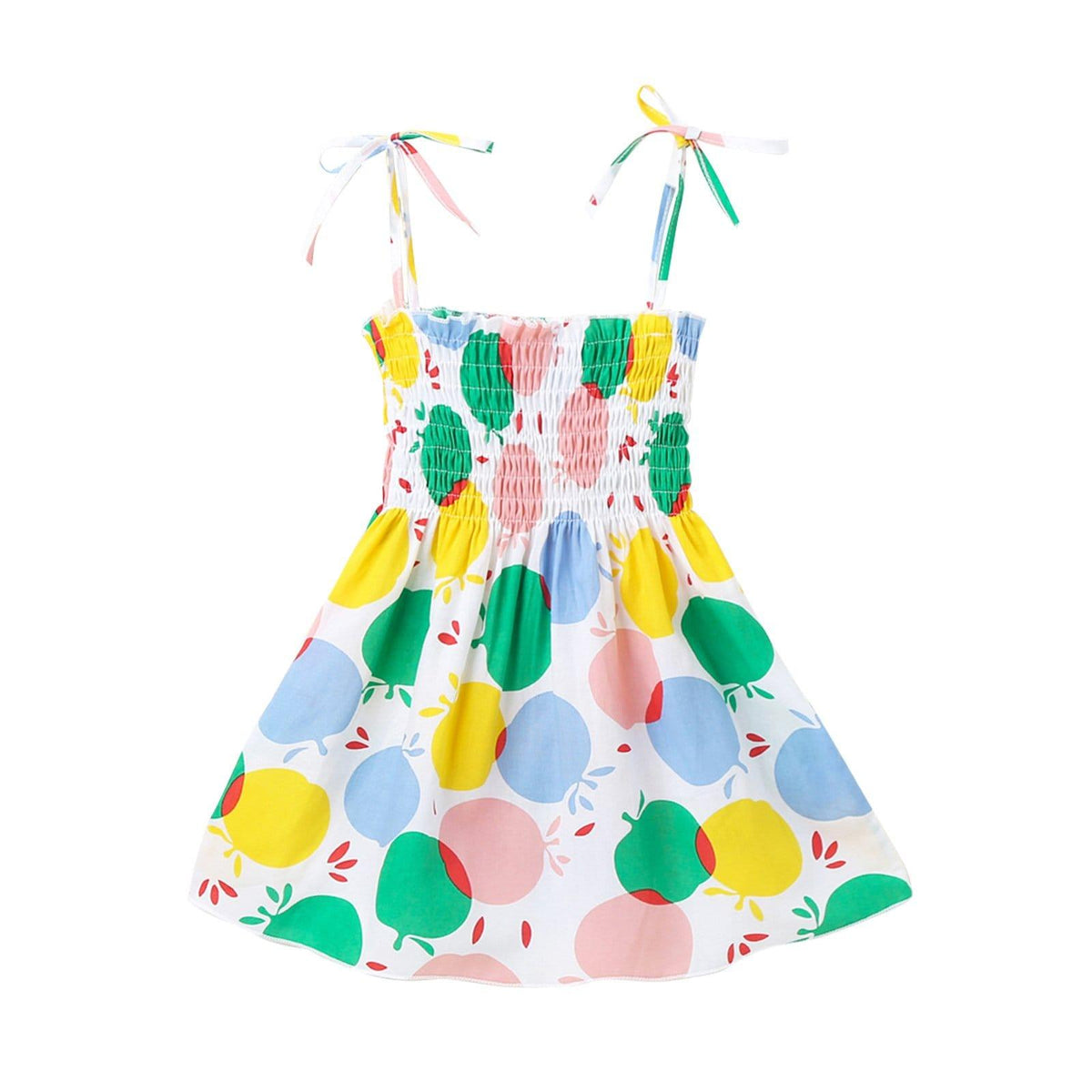 Summer toddler kids girls' sleeveless print drawstring dress - PrettyKid