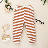 Toddler Kids Solid Color Sweater Striped Trousers Set - PrettyKid