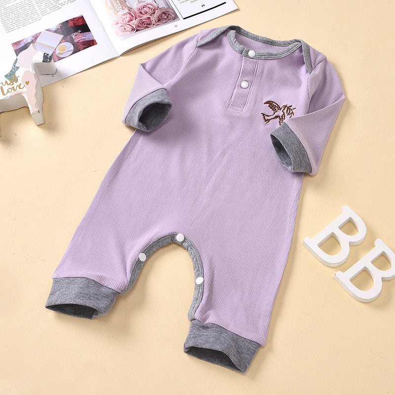 Baby Boys' Girls' Knitted Striped Long Sleeve Cartoon Printed Jumpsuit - PrettyKid