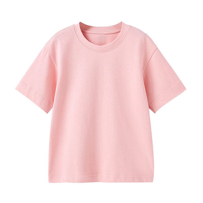 2021 Summer Cotton T-shirt Loose Short Sleeve Solid Bottomed Shirt Top - PrettyKid