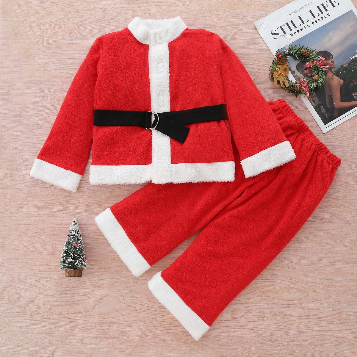 Toddler Kids Girls Santa Claus Lace Up Jacket Pants Set Children Clothing Vendors - PrettyKid