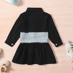 Toddler Girls Solid Color Long Sleeve Shirt Dress Denim Vest Suit - PrettyKid