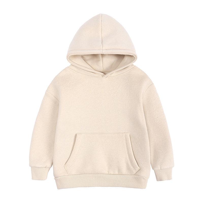 Toddler Kids Boys Girls Solid Color Padded Hooded Sweatshirt Children's Thickened Tops - PrettyKid