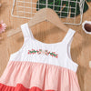 Toddler Girls Solid Colour Gradient Sleeveless Embroidered Camisole Dress - PrettyKid