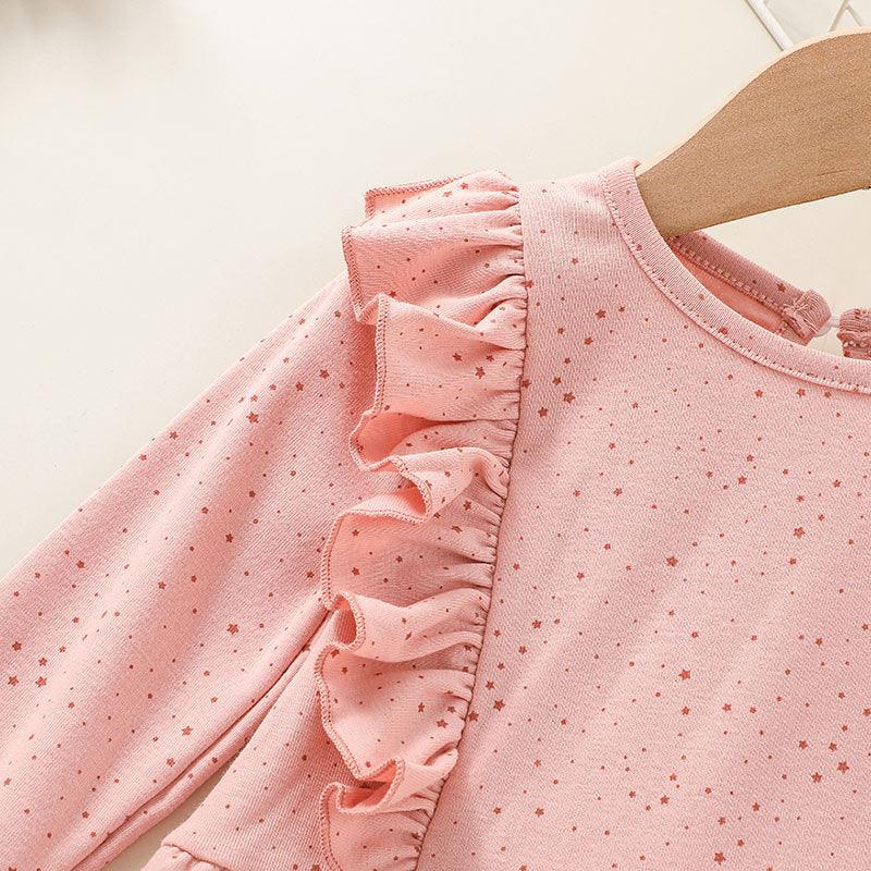 Toddler Kids Bow Pink Long Sleeve Dress - PrettyKid