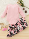 Baby Girls Camouflage Bow Long Sleeve Jumpsuit Pants Set - PrettyKid