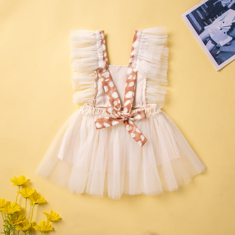 Girls' One-piece Suspenders, Mesh Skirts, Triangle Rompers - PrettyKid